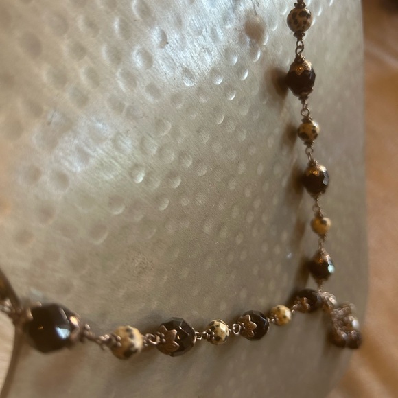 French Onyx, Dalmatian Faceted Beads, 925 Sterling Silver Necklace & Earrings. - Picture 12 of 13